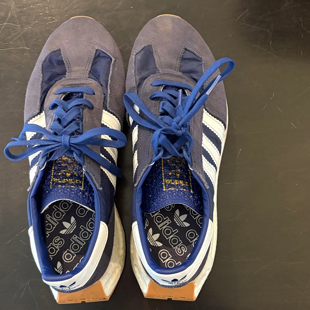 Adidas Men's Navy and White Sneakers